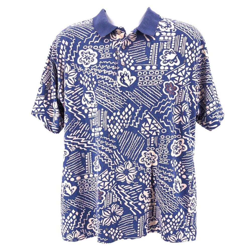 90s Izod abstract tropical print polo shirt 1990s vintage